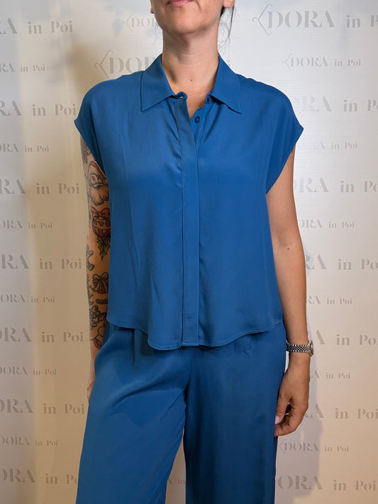 CAMICIA CROPPED IN CREPÉ,SOALLURE.
