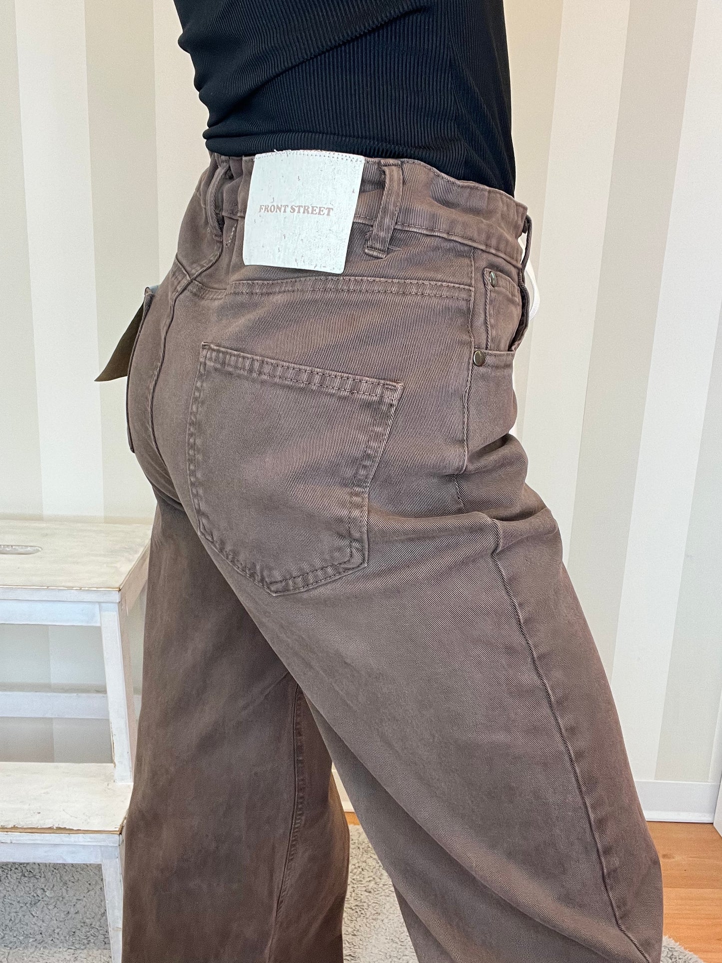 WIDE FIT GABARDINE TROUSERS,FRONT STREET 8.