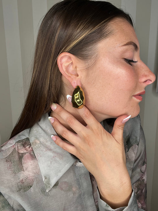 ORECCHINI A GOCCIA SFACCETTATI ACC.INO ORO,NALÌ