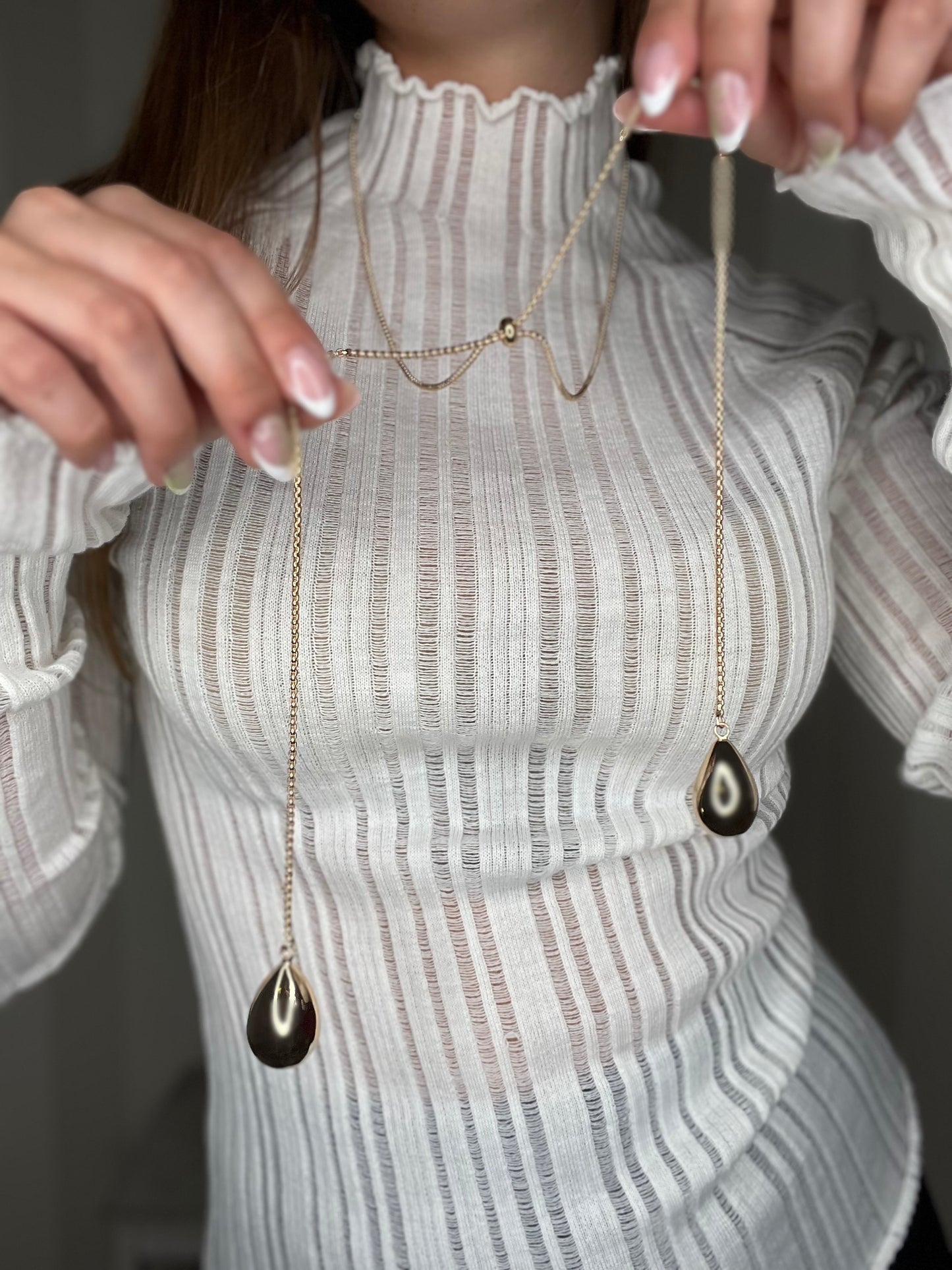 COLLANA LUNGA CON ELEMENTI GOCCIA ORO,NALÌ