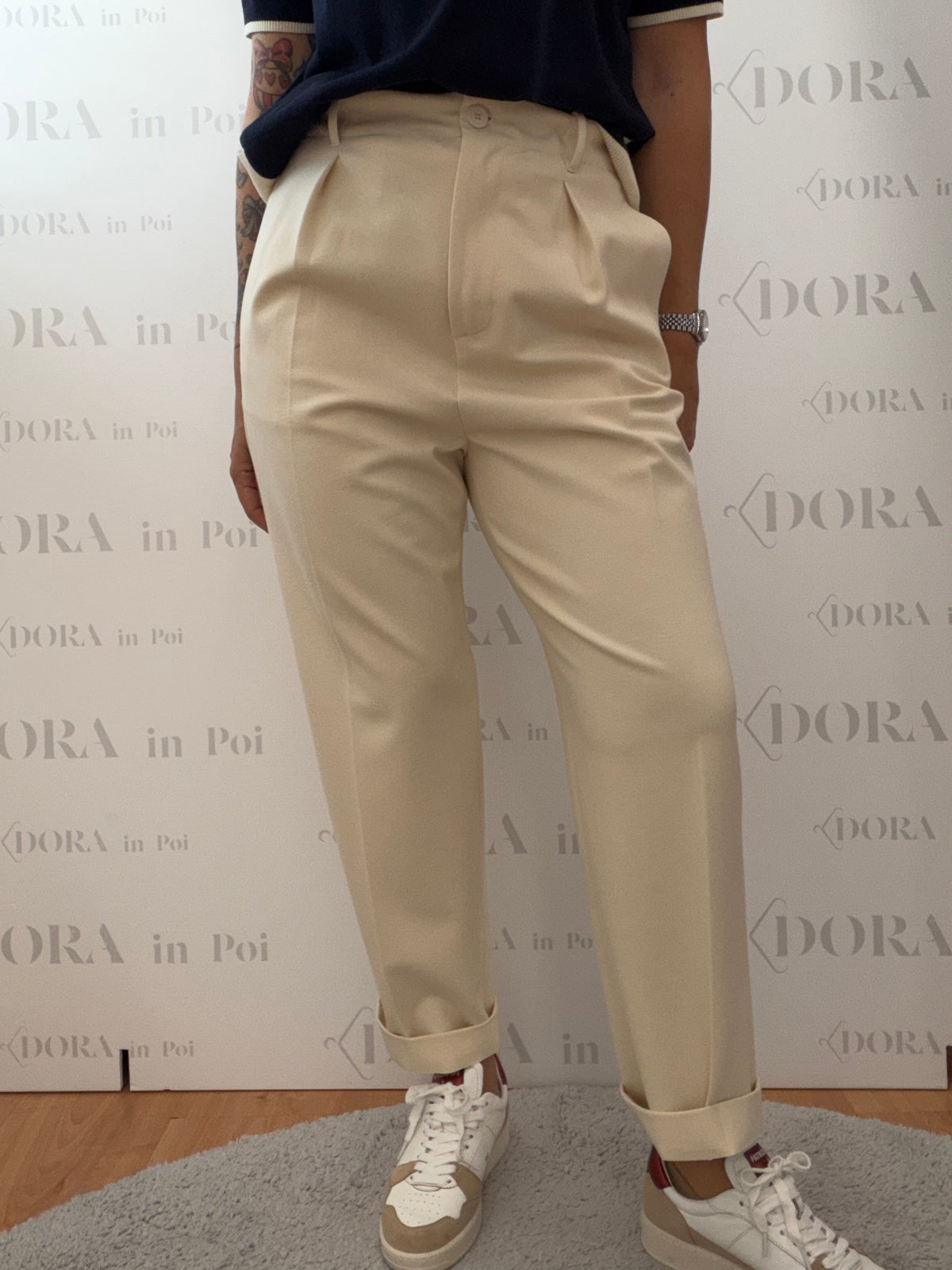 Pantalone baloon panna,SEMICOUTURE.