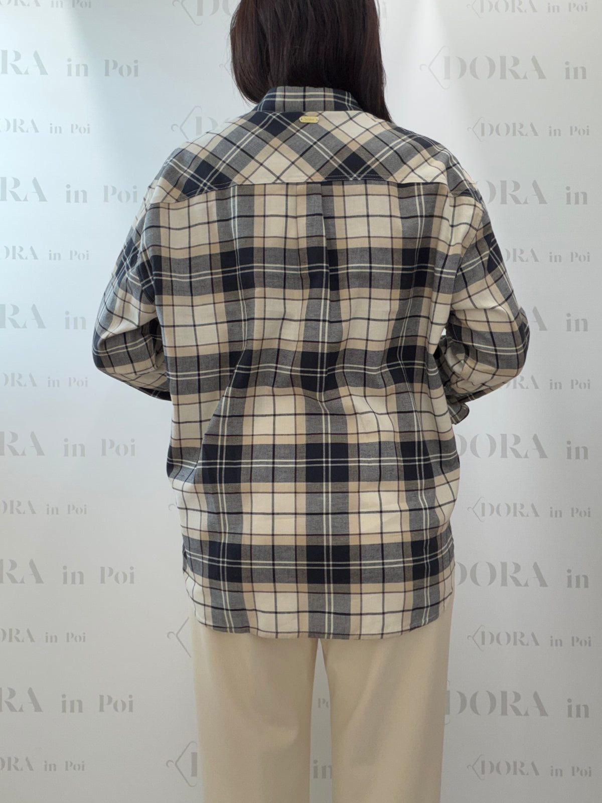 Camicia check panna, grigio e blu,BARBOUR.