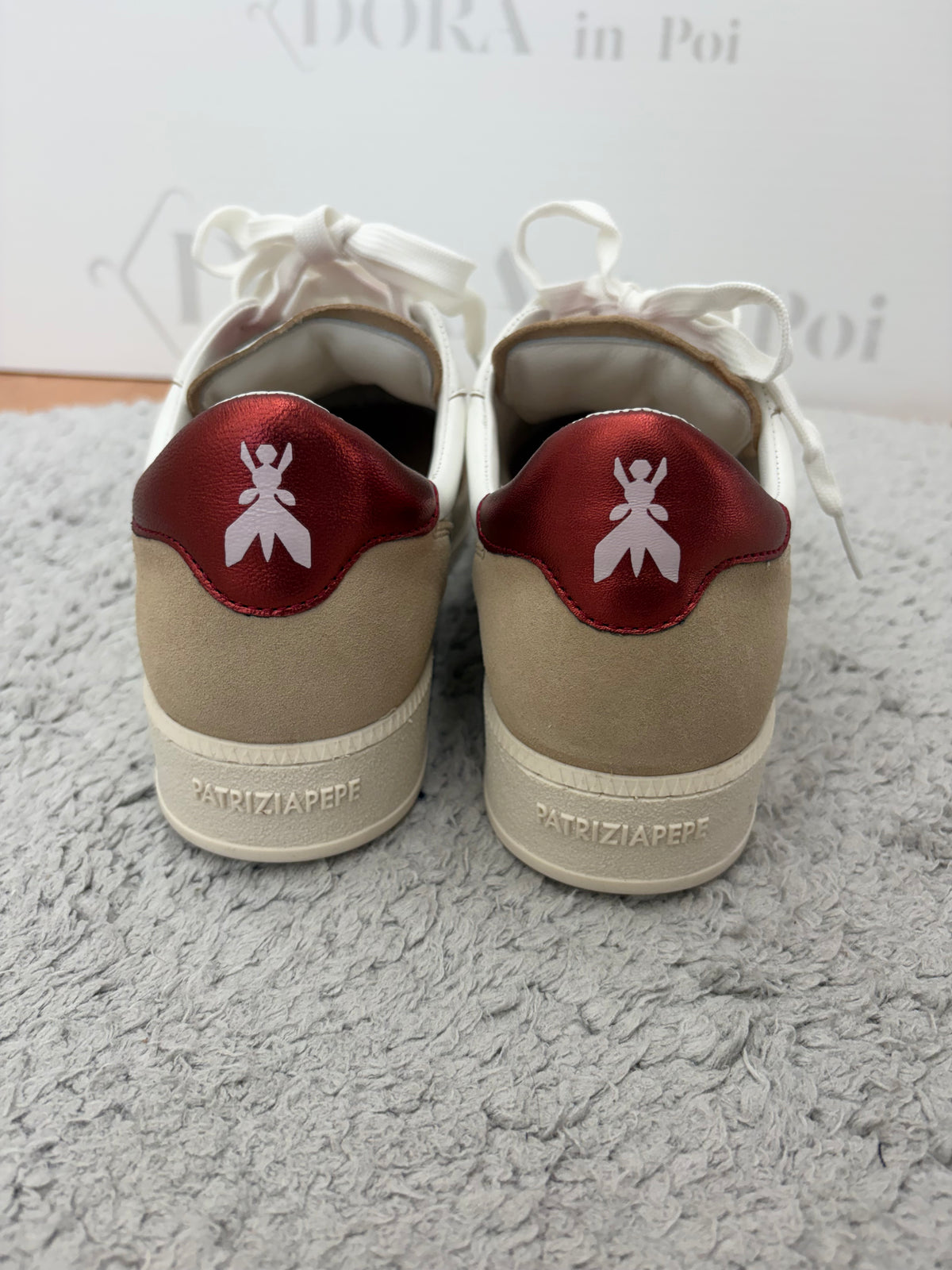 Sneakers bianco, taupe e bordeaux,PATRIZIA PEPE.