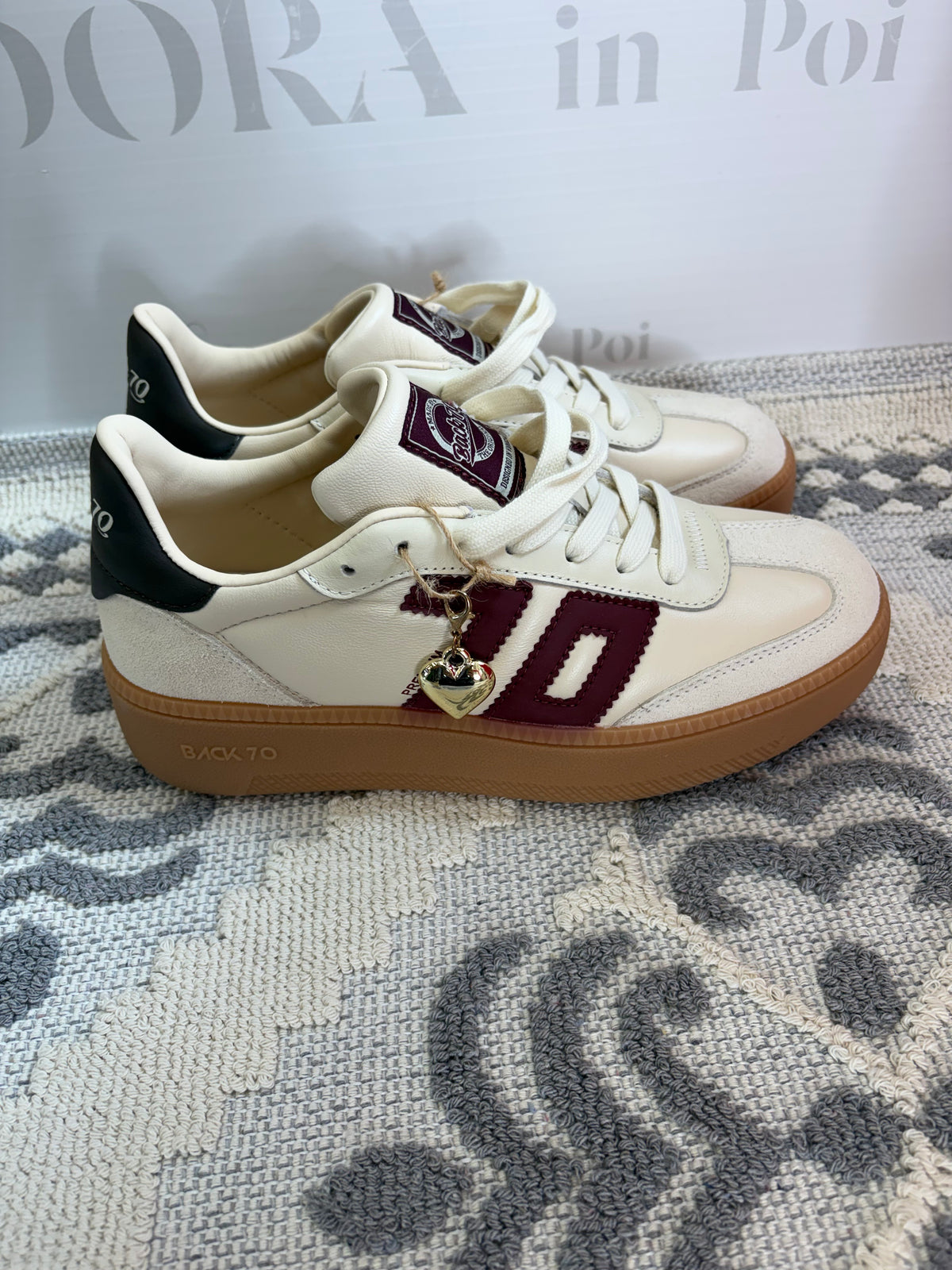 Sneakers panna e Bordeaux con para alta,BACK 70.