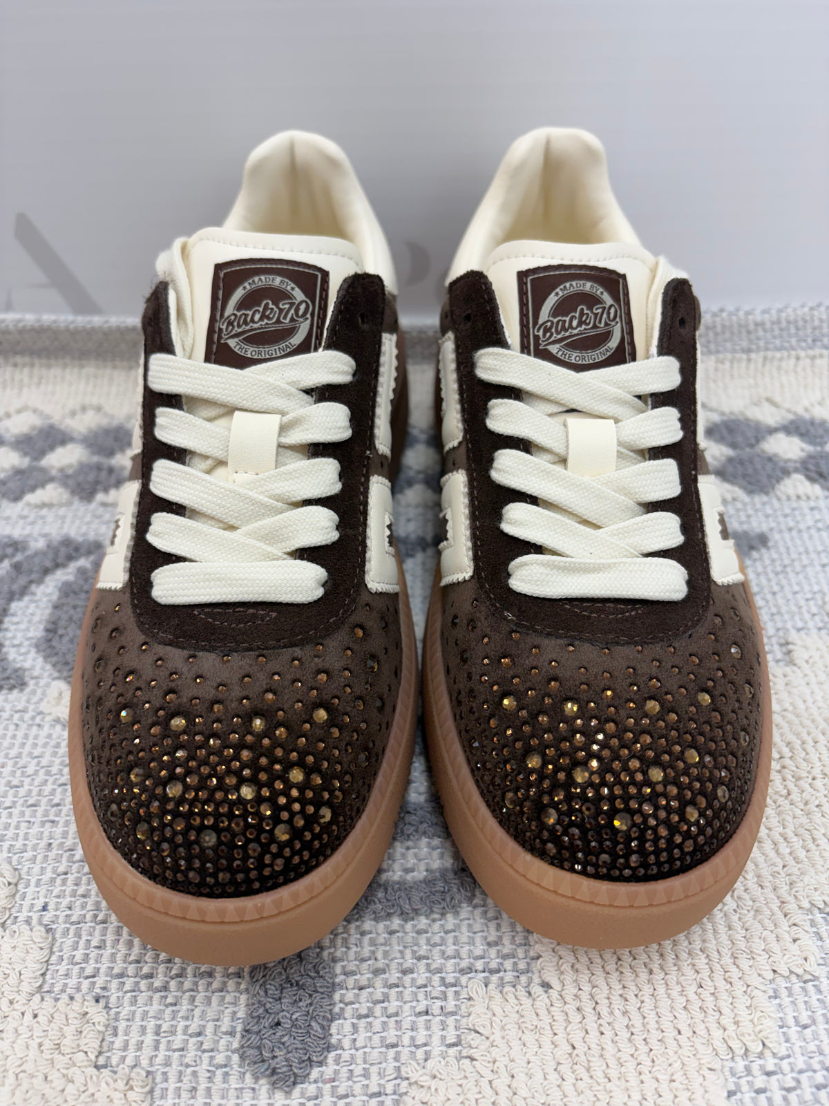 Sneakers in velluto marroni con brillantini,BACK70.
