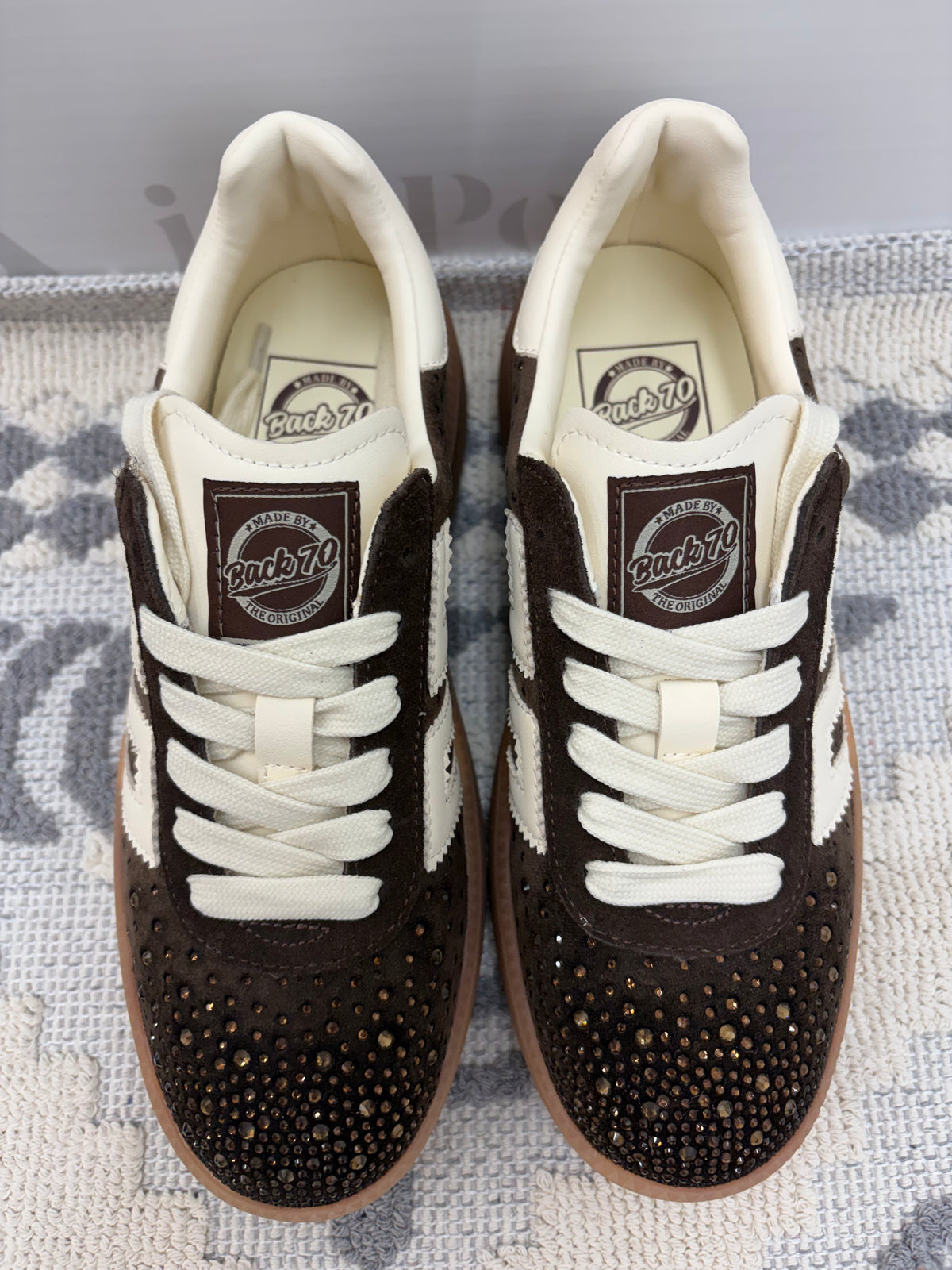 Sneakers in velluto marroni con brillantini,BACK70.