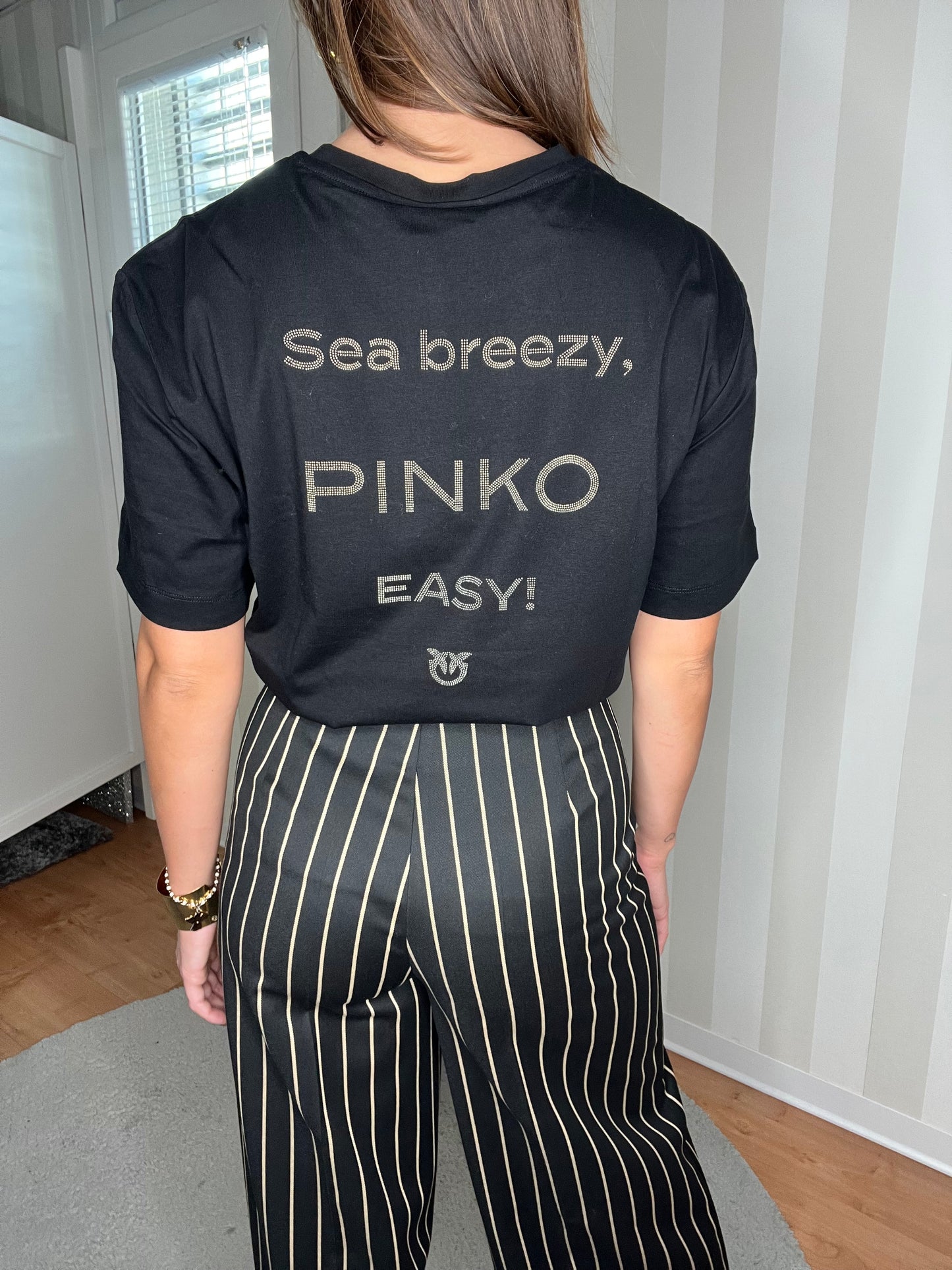 T-shirt logo strass,PINKO.