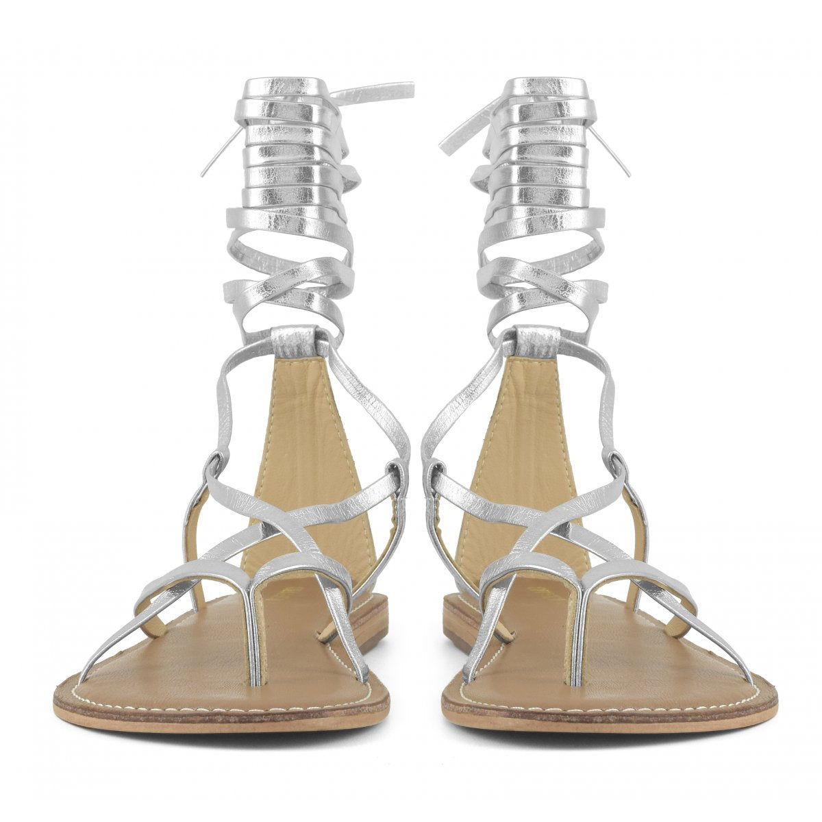 Sandali con lacci in pelle Argento  CB Fusion